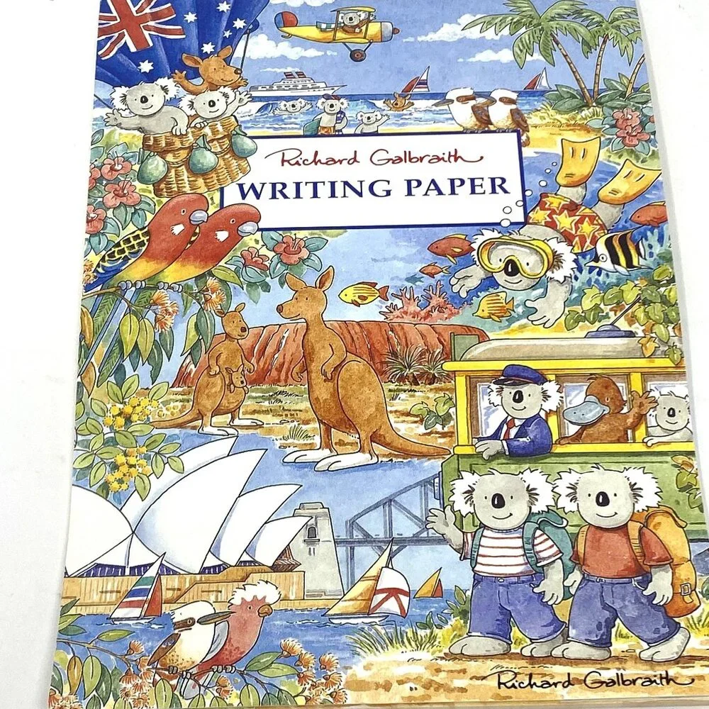Vintage Simson Richard Galbraith Australia Print Writing Paper Pad 24 Sheets